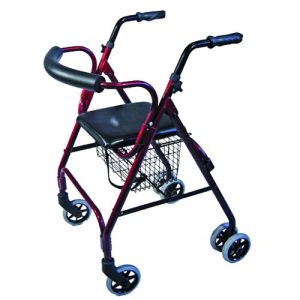 Image Present Days Seat Walker with Compression Brakes and Curved Backrest, Red