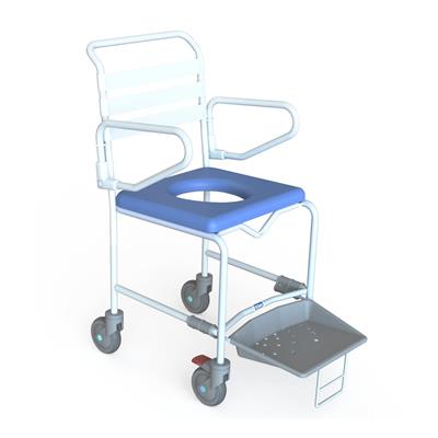 Economy Transit Mobile Shower Commode With Slideout Footplate