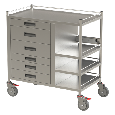 Endoscopy Trolley With Drawers And Shelves