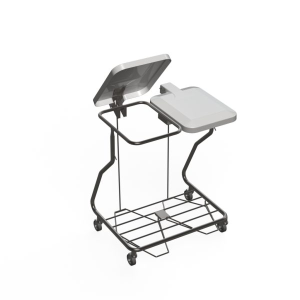 Linen Trolley Slimline Double With Lid - Ss